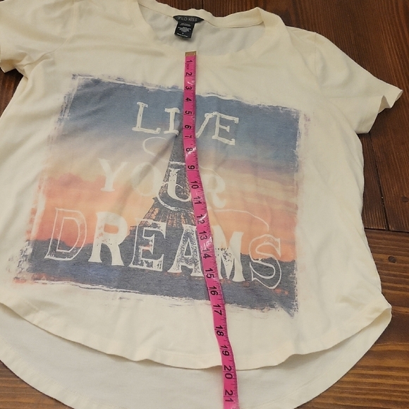 2/$10 Live Your Dreams Y2K Graphic Tee Shirt Top, Eiffle Tower Womens M - Picture 4 of 5